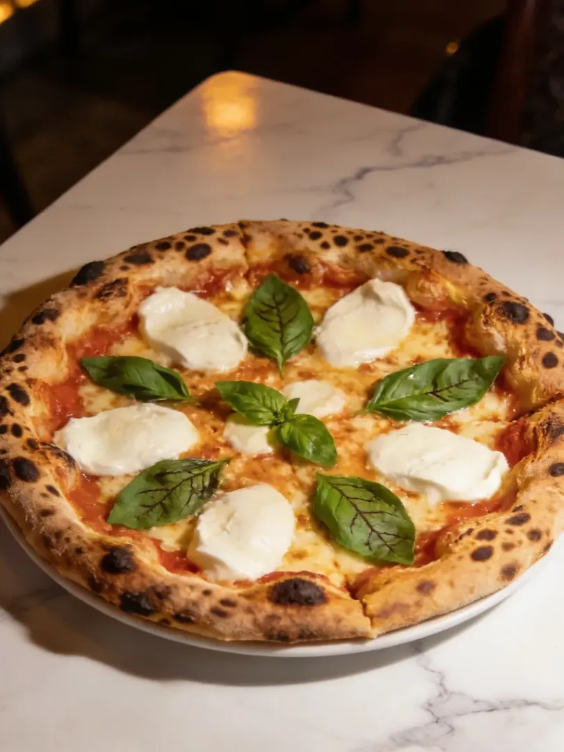 Forno Nove: Pizza mit Büffelmozzarella und Basilikum